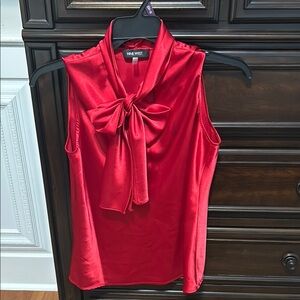 Nine West Red satin Sleeveless Bow Top small